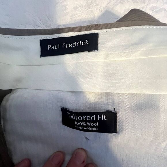 Paul Fredrick Tailored Fit 100% Wool Tan Dress Pants Size 42R/25 - Picture 6 of 8